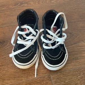 Baby Vans high top lace up black and white size toddler 3.5